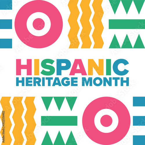 National Hispanic Heritage Month in September and October. Hispanic and Latino Americans culture. Celebrate annual in United States. Poster, card, banner and background. Vector illustration