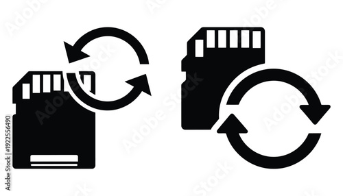 Sd card with recycle arrows indicating data transfer or recovery process
