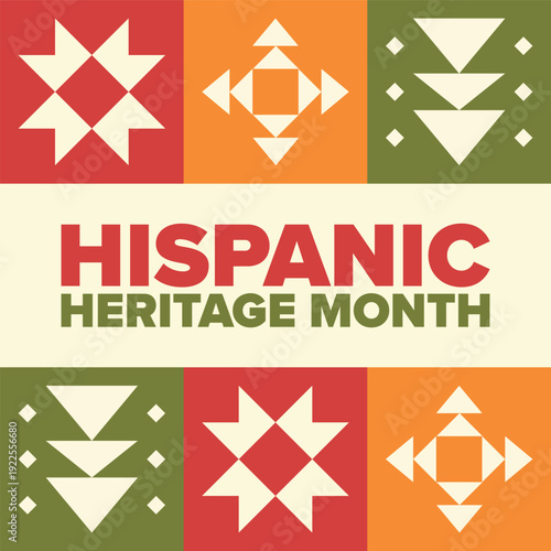 National Hispanic Heritage Month in September and October. Hispanic and Latino Americans culture. Celebrate annual in United States. Poster, card, banner and background. Vector illustration