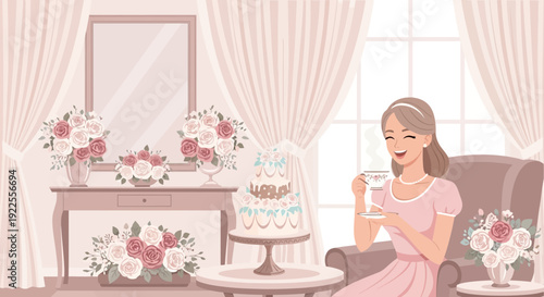 Elegant woman enjoying a drink in a sophisticated setting.