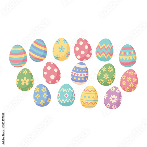 Colorful Collection of 15 Decorated Easter Eggs