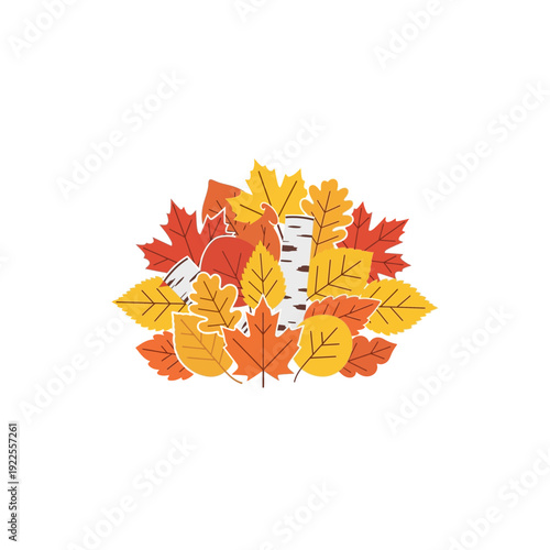 Autumn Fall Leaves and Birch Bark Clipart Bundle