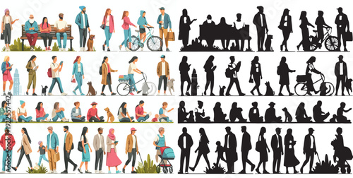 Collection of People Vectors and silhouettes set