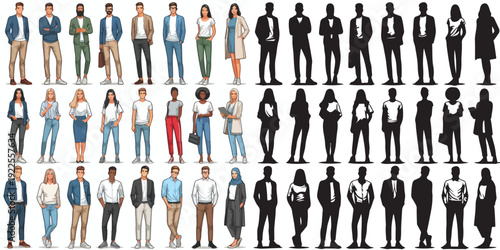 Collection of People Vectors and silhouettes set