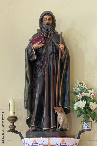 Saint Anthony the Hermit, statue in the parish church of St. Anthony the Hermit in Odra Sisacka, Croatia