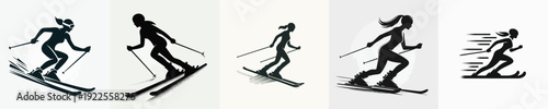 Silhouette Vector Illustration of a Person Skiing