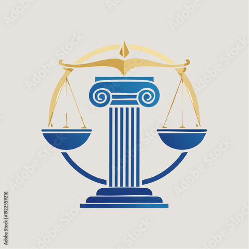 Legal Scales and Pillar Symbolizing Justice and Law