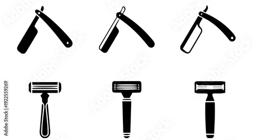 Razor Shaving Tool Icon Set
