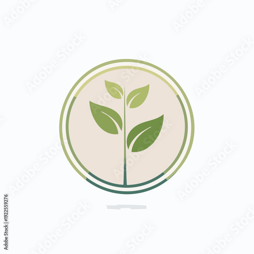 Green plant sprout in a circle logo design, eco friendly icon