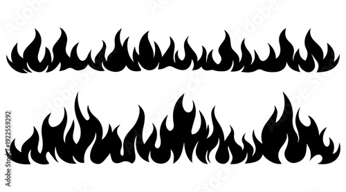 Black fire flames in tribal style for tattoo and vehicle decoration design vector set illustration