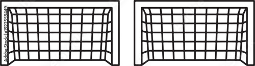 Two black and white soccer goals on a transparent background. isolated on white background, Vector