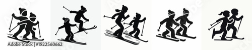 Silhouette Vector Illustration of a Person Skiing