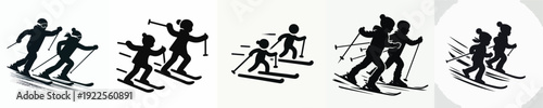 Silhouette Vector Illustration of a Person Skiing