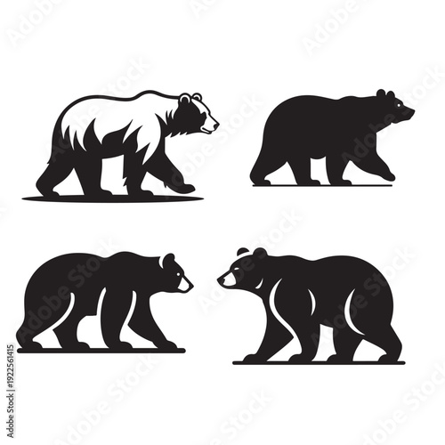Minimal flat vector icon of a walking bear