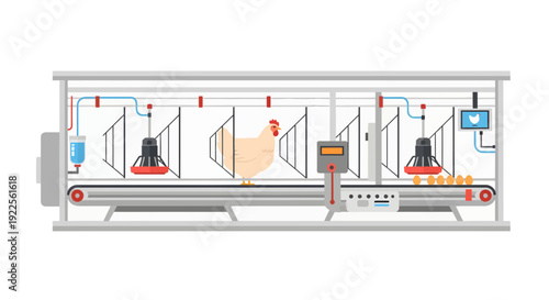 Automated Chicken Egg Production Line with Conveyor System.