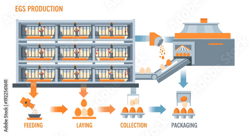 Automated Egg Production Process in a Modern Poultry Farm.