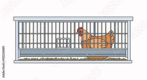 Chicken in a Cage Illustration.