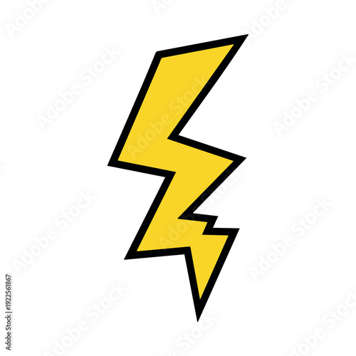 Free Download Bold yellow lightning bolt with jagged edges on a white background - GFXLoad
