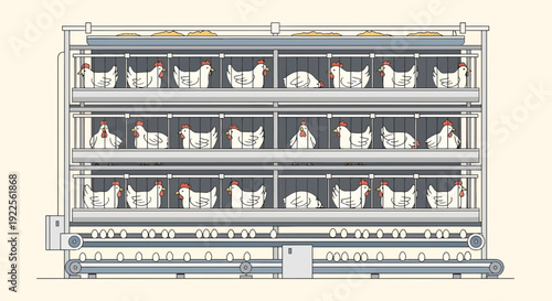 Industrial Chicken Farm Cage System for Poultry Production.