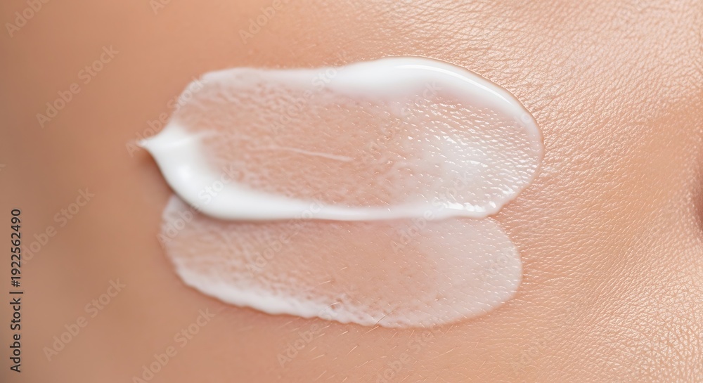 Fototapeta premium Creamy texture of cosmetic product on skin, close-up macro shot