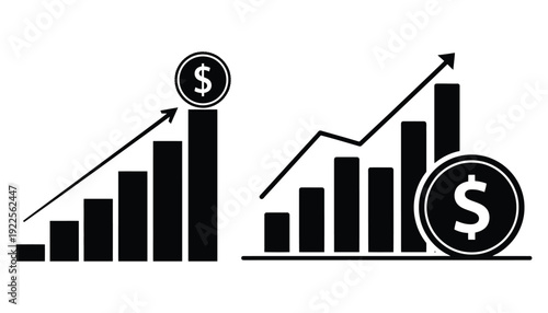 Financial growth illustration a black and white depiction of increasing profits