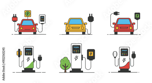 Charging Line art soft tone color vector
