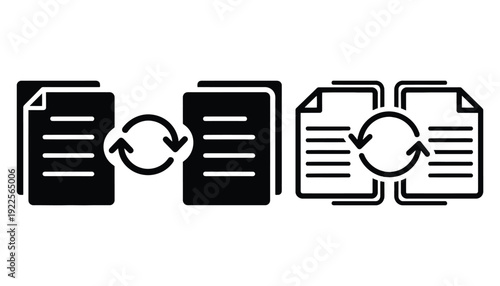 Document exchange icon illustrating transfer and conversion between page formats