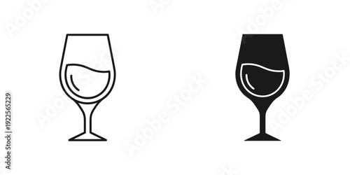 Empty wine glass pair minimalist line art illustration for celebration toast design black and white vector