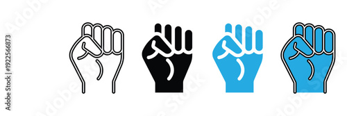 Raised Fist Icon Set in Different Styles