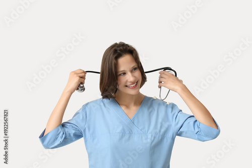 Beautiful female doctor wit...