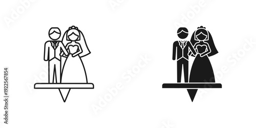 Couple weight scale balance comparison flat icon vector illustration marriage relationship equality decision making
