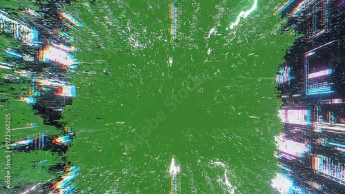 Cyberpunk Glitch Storm on Green Screen