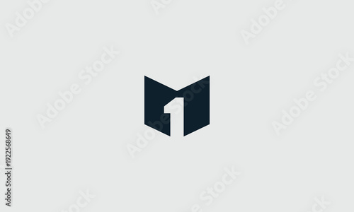 Free Download Modern abstract vector graphic illustration featuring the number one within a unique dark shield or open book shape, perfect for various branding designs. - GFXLoad