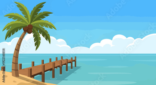 Wooden pier extending into the tranquil turquoise ocean.