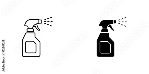 Black and white spray bottles vector icons isolated clean design disinfectant sanitizer cleaning product illustration