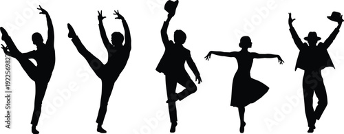Dance silhouettes vector set