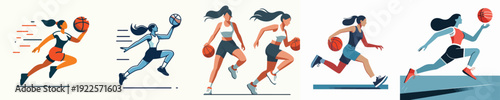 Vector Illustration of a Woman Playing Basketball