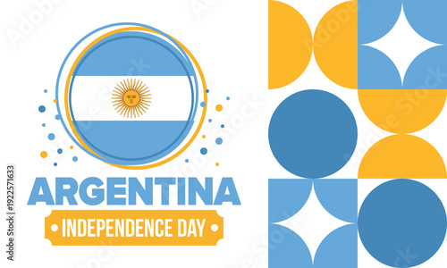 Argentina National Day. Happy holiday. Independence and freedom day. Celebrate annual. Argentina flag. Patriotic argentine design. Poster, card, banner, template, background. Vector illustration