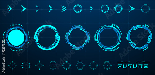 Set futuristic circle technology or cyberpunk vector illustration