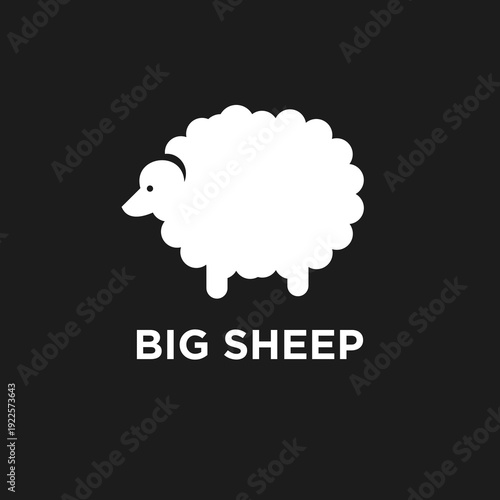 Minimalist white sheep logo with "BIG SHEEP" text on a solid black background
