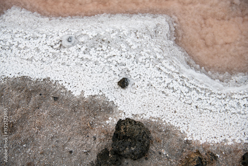 Canvastavla Traditional sea salt production with pyramids of salt in Spanish salinas