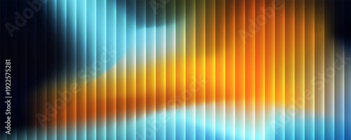 Amber and cyan light streaks on dark ribbed backdrop