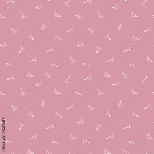 pink seamless pattern with paper plane