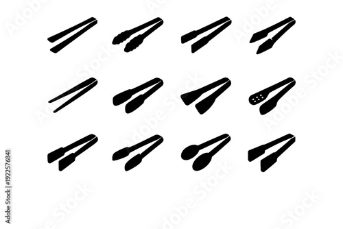 Shape set tongs geometry vector narrow icon diverse balanced variation geometric