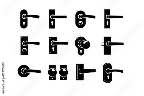 Set handle interior office concepts household door usage vector icon icons