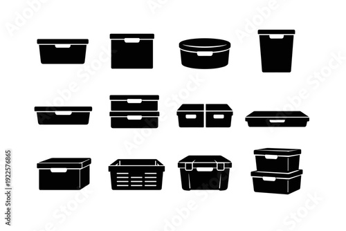 Collection storage proportions vector balanced geometric icons icon form shape bin forms