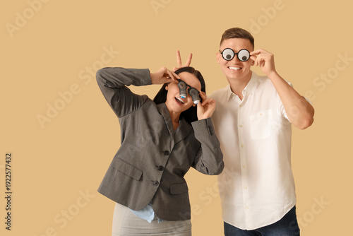 Business people in funny ey...