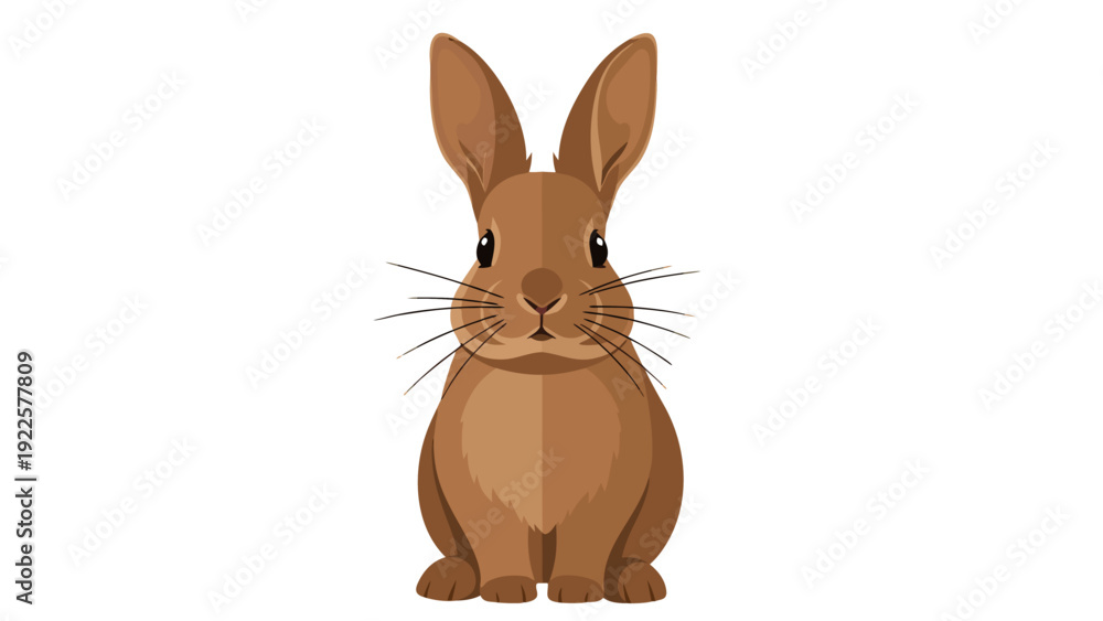 Fototapeta premium Cute Cartoon Rabbit with Upright Ears Vector Illustration – Centered Facing Forward Graphic Design Element