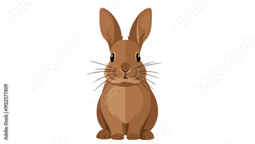 Cute Cartoon Rabbit with Upright Ears Vector Illustration – Centered Facing Forward Graphic Design Element