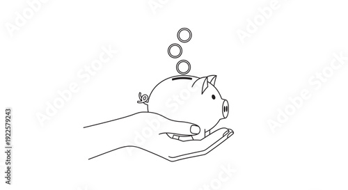 piggy bank held in hand cartoon illustration of savings and money